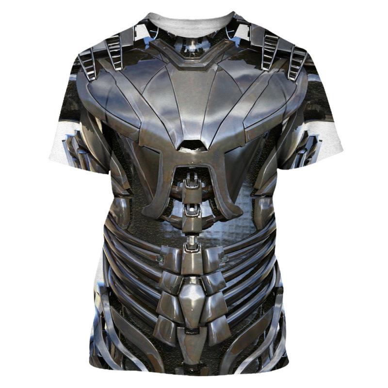 Мужская футболка 3D Armor Fashion с коротким рукавом, повседневная, металлическая, с круглым вырезом