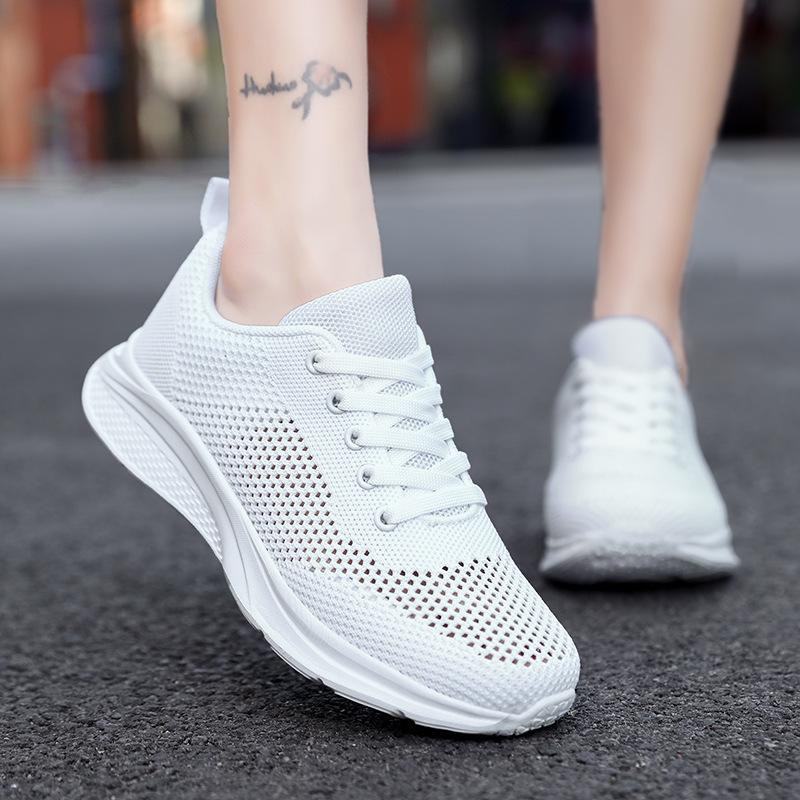 Women'S Shoes Flying Woven Surface Summer Hollow Sports Casual Shoes, Breathable, Lightweight And Versatile Running Shoes