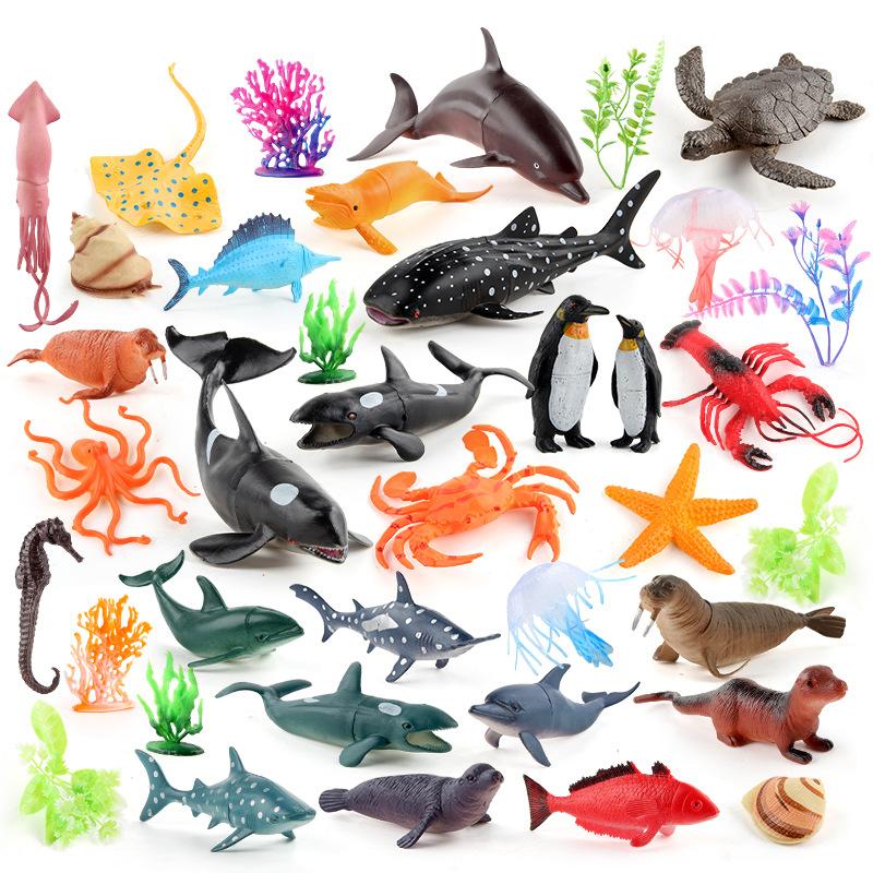 Имитация Мини Модель Морской Жизни Дельфин Мизусе Морской Конёк Осьминог Лобстер Статический Набор Украшений Игрушка