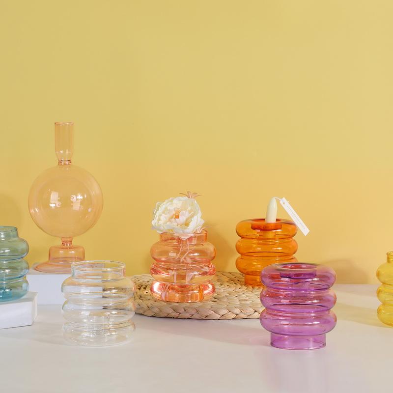 Стеклянный подсвечник 2 в 1, вазы для украшения комнаты, аксессуары, подсвечник, обеденный стол, домашний декор, европейское свадебное украшение