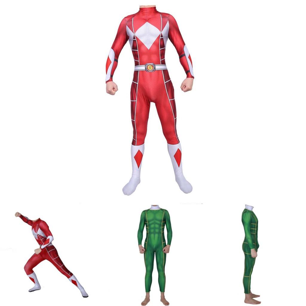 Vibrant Power Rangers Bodysuit Spandex Cosplay Costume For Unisex Kids And Adults