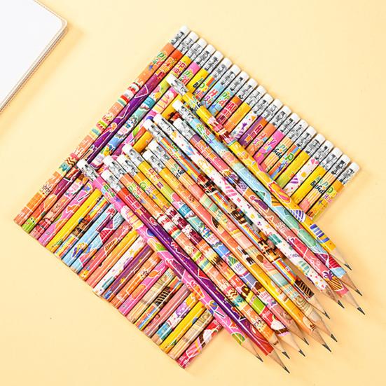 24Pcs Happy Birthday Pencils Fun Wooden Pencils with Top Erasers for Kids Birthday Party Supplies And Gifts