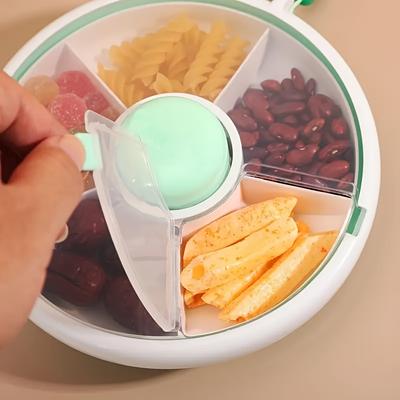 1 шт. 5-секционный поднос для закусок с крышкой, вращающийся контейнер для закусок, детский вращающийся контейнер для закусок, коробка для фруктов и конфет, переносная коробка для хранения закусок