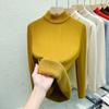 Autumn Warm Velvet Knitted Women's Sweater Casual Winter New Thicken Half High Collar Base Pullover Sweaters Elegant Solid Slim Plush Knitwears 25206