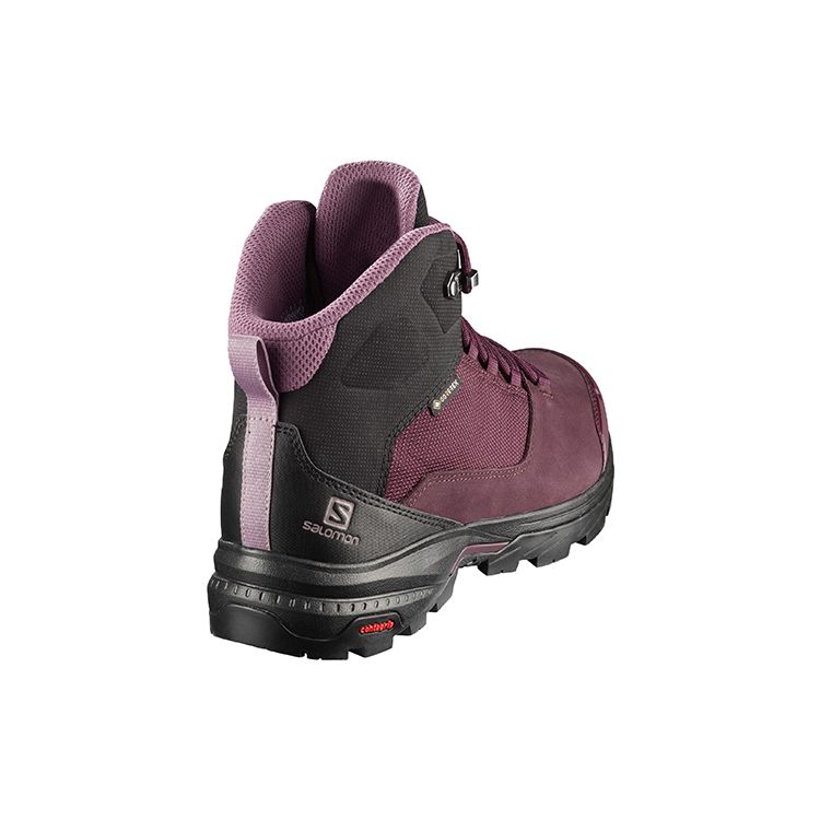 SALOMON Outward Gore-Tex Comfortable Daily Wear Durable High-Top Hiking Shoes Women Hiking Shoes Burgundy 409580