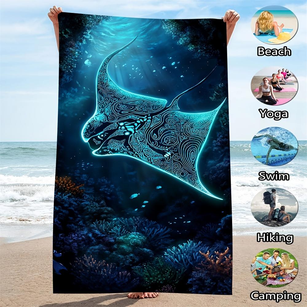 Пляжное полотенце Spirit Stingray Glide (1 пакет) - Принт с тропическим скатом, Легкое микрофибровое полотенце, Ультрамягкое, Подходит для пляжа