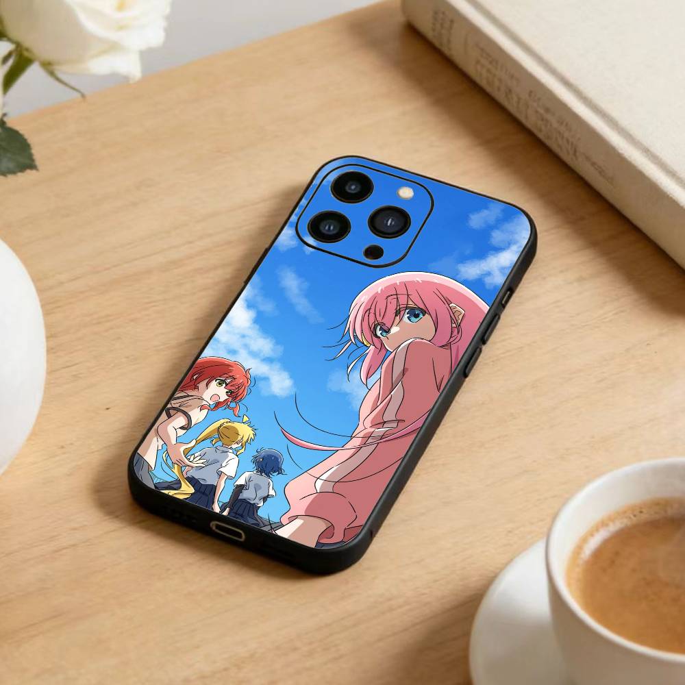 Anime Cute B-BOCCHI T-THE R-ROCK Phone Case For iPhone 16,15,14,13,12,17,Pro Max,Plus Silicone Black Case