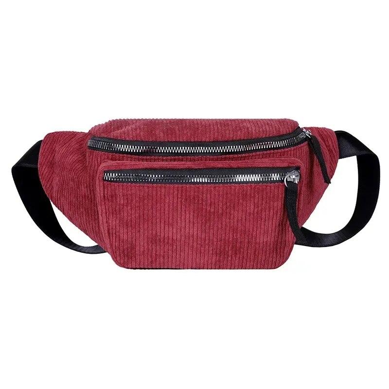 Corduroy Waist Bag Designer Zipper Chest Bag Sport Travel Girl Waist Belt Bags Fashion Phone Waist Pack for Women