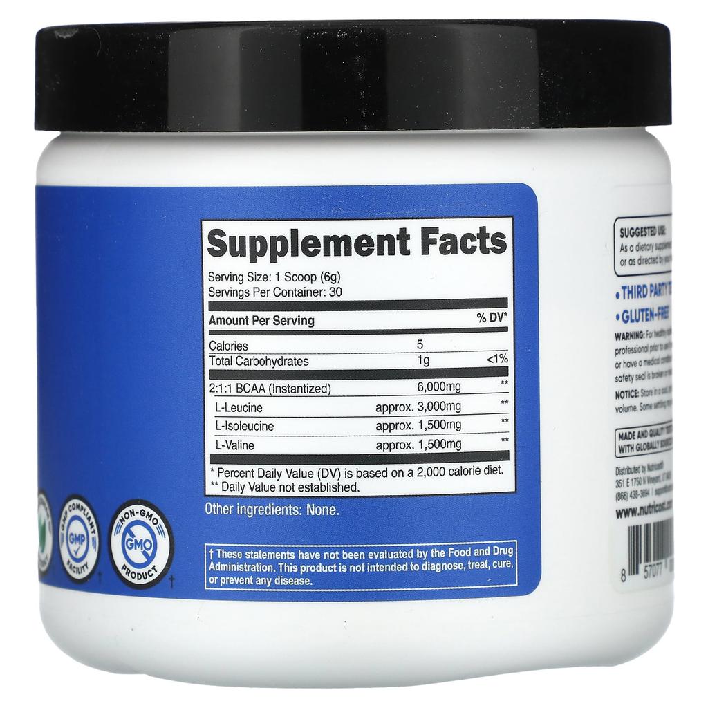 Athletic Performance, Bcaa, Unflavored, 180G (6.3Oz)