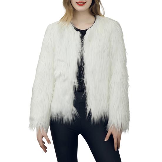 Women's Long Sleeve Fluffy Coat Open Front Faux Fur Cardigan Furry Parka Shaggy Jacket Winter Warm Outerwear