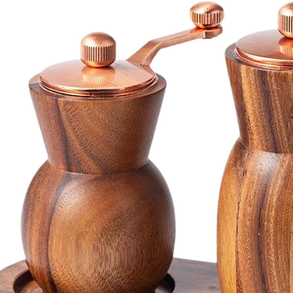 2 Pieces Manual Spice Grinder, Sea Salt Grinder with Tray, Refillable Pepper Mill