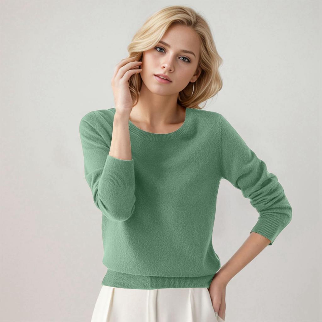 Pullover Sweaters For Women Round-neck Classic Long Sleeve Breathable Loose Soft Cozy Knitted Sweater Tops