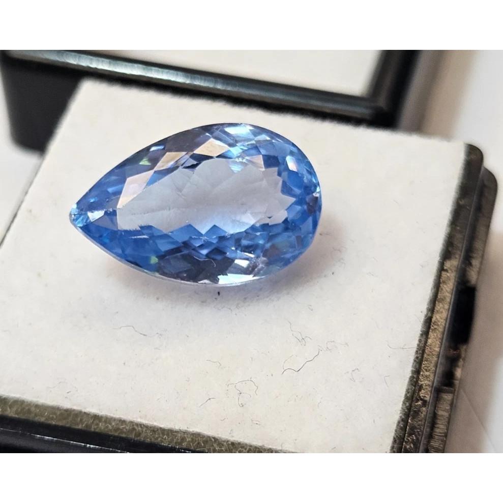 Stunning Blue Color Aquamarine Pear Cut 7-8 Ct Certified Loose Gemstone