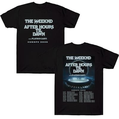Футболки The Weeknd After Hours Til Dawn Europe 2026 с графическим принтом, женские и мужские, в стиле хип-хоп, модные, из хлопка.