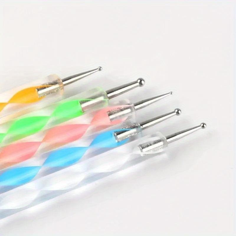 Acrylic Double Head Nail Nail Pencil Double Head Screw 5 Trinkets Dot Drill Nail Polish Glue Dot Paint Bead Sketch Dot Pen