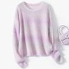 Jinjv Women's Round Neck Gradient Stripe Pullover Sweater with Wool & Alpaca
