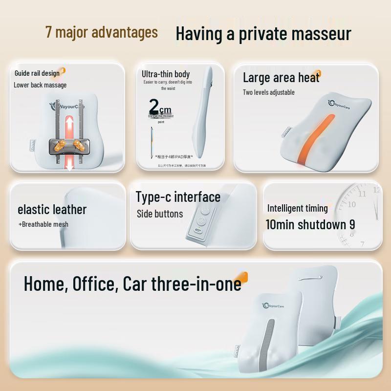 WayourCare Heated Full Back & Lumbar Massager Cushion F922 CN plug (adapter included)
