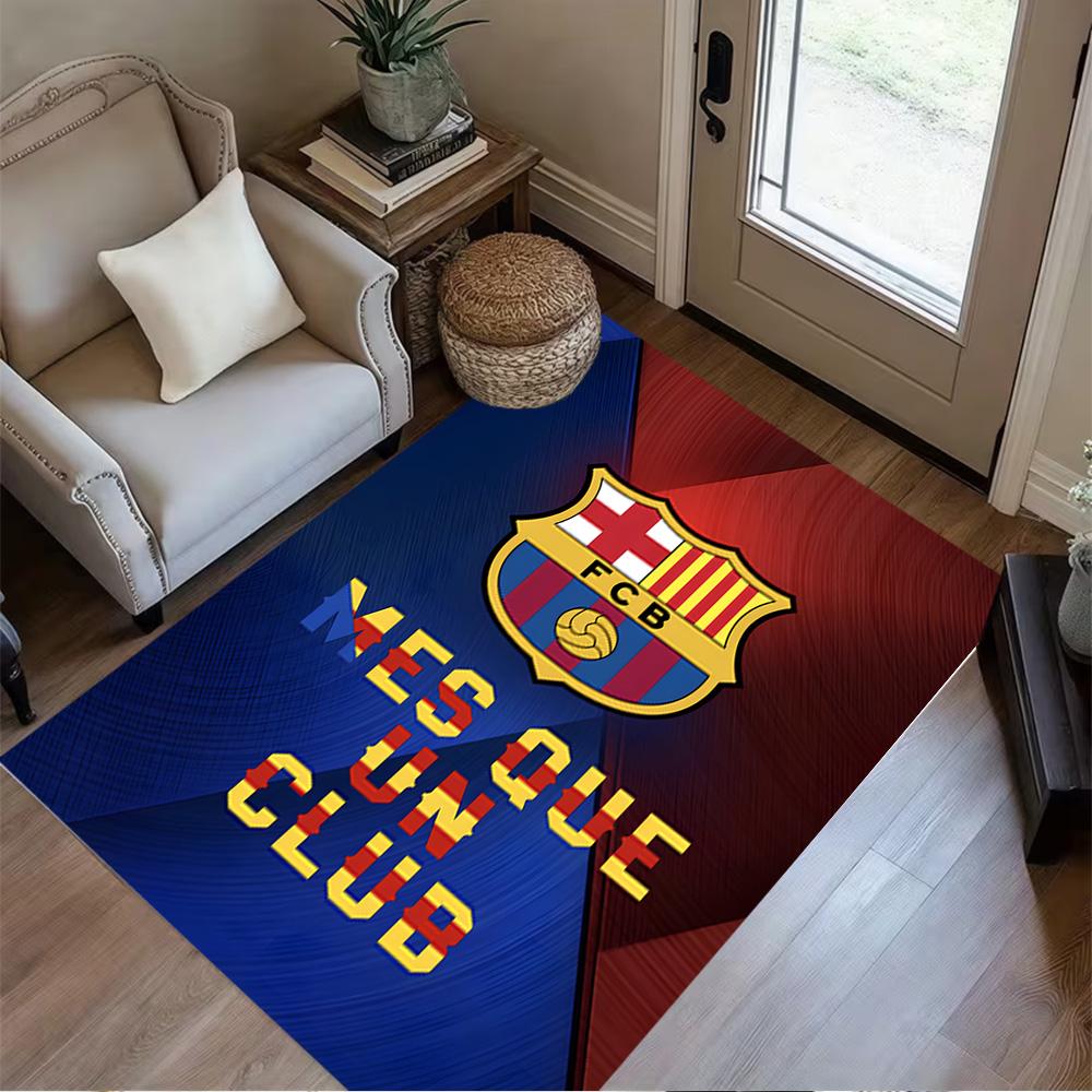 Fcb Crest Emblem Carpet Design for Dining Room Living Rooms Playrooms Bedrooms Anti-slip Rug Office home decor Gift for Festivals