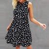 Модный женский сарафан без рукавов, удобное универсальное платье в горошек без рукавов с большим подолом и длиной до колена для вечеринки