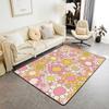 60s 70s Groovy Flower Area Rug for Bedroom Bedside,Hippie Funky Flower Living Room Rugs for Kids Boys Girls,Rainbow Vintage