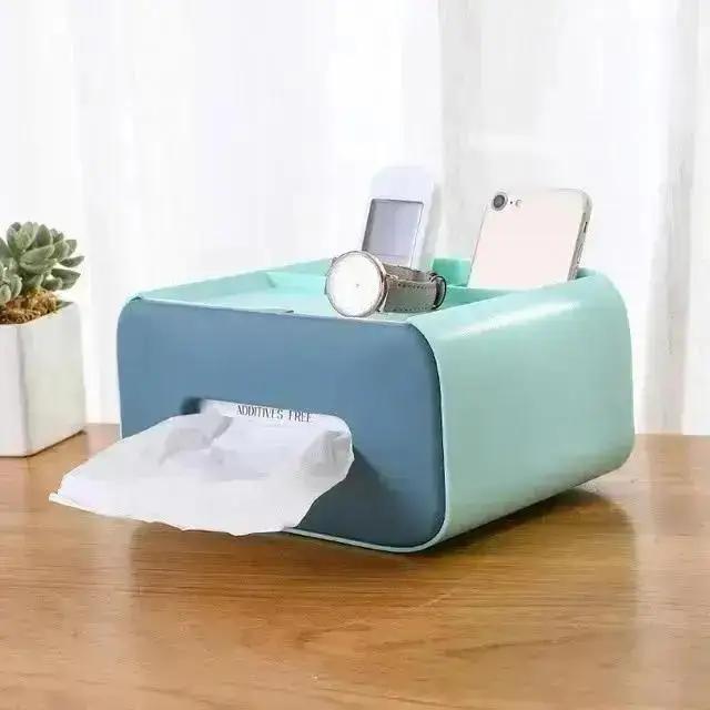 Creative Multifu Plastic Tissue Box Remote Control Storage Tissue Boxs Dustproof Tissue Can Desktop Cosmetic Storage Organizer