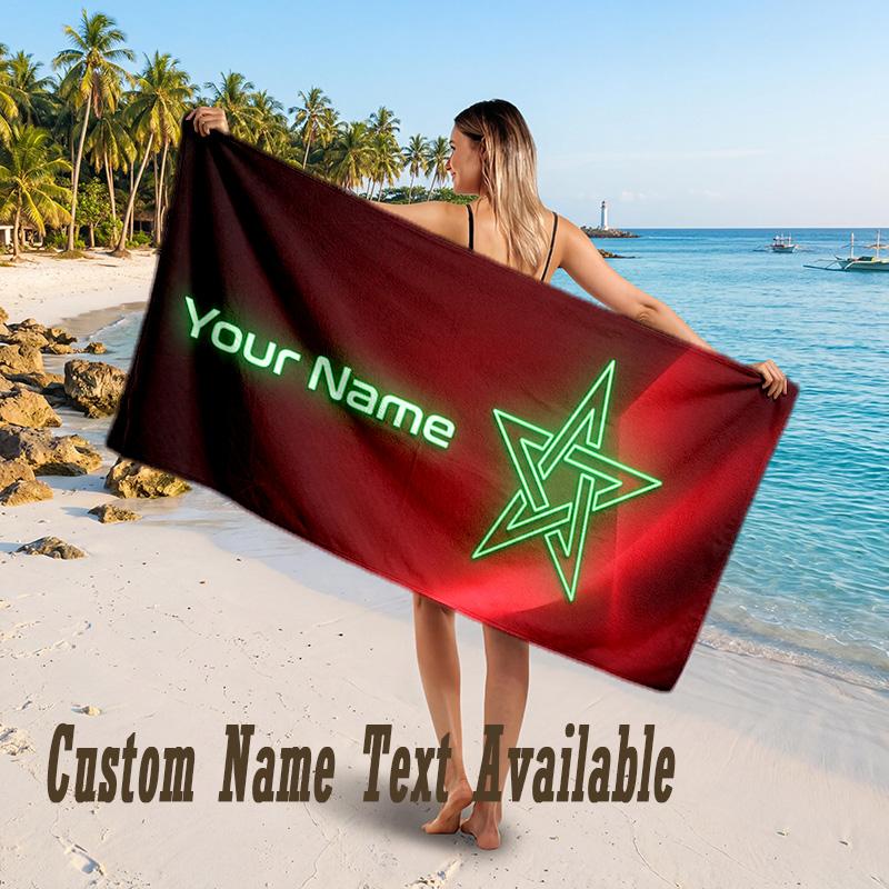 Morocco Football Design Beach Towel Custom Text Large Towel for Beach Vacation
