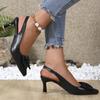 Elegant High Heels Women's Shoes  Summer Black Shallow Mouth Pointed Toe Bow Slingbacks Luxury Party Office Lady Sandals