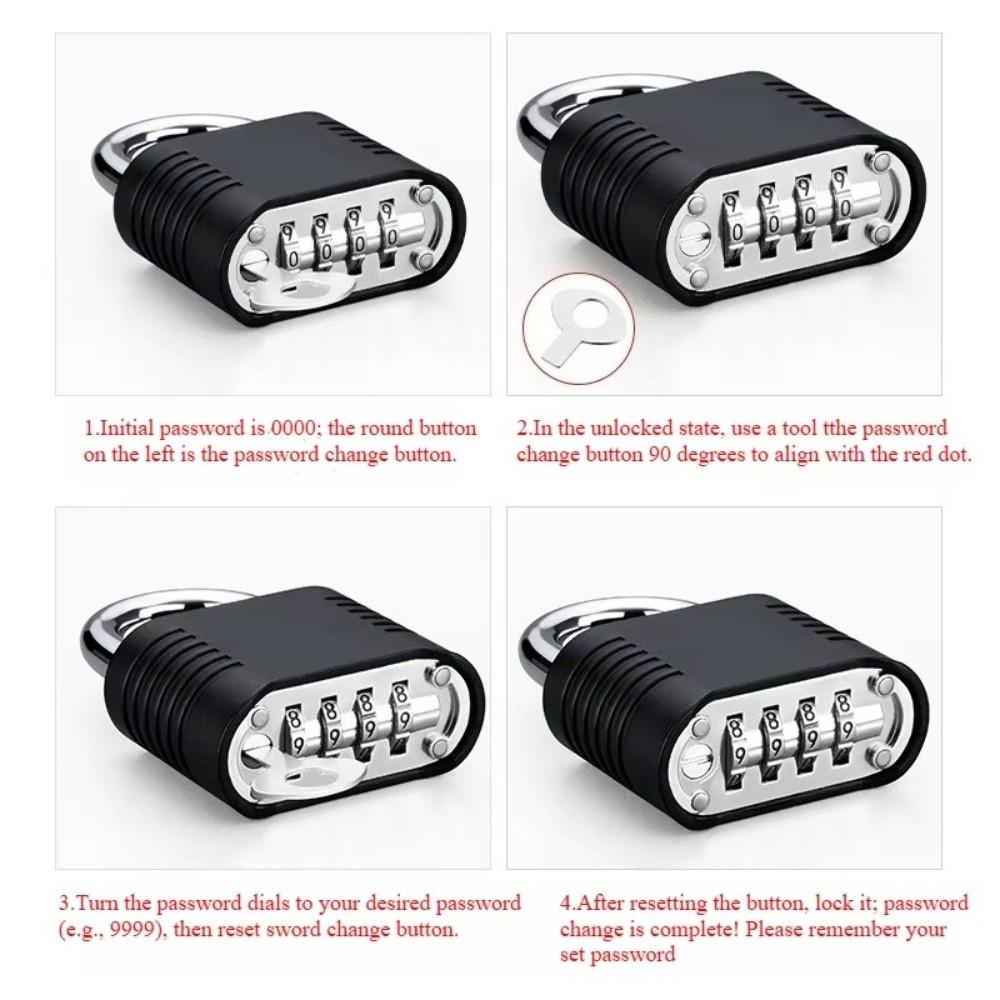 4 Digit Code Keyed Padlock Anti-theft Travel Suitcase Lock Locker, Gym,Home Office