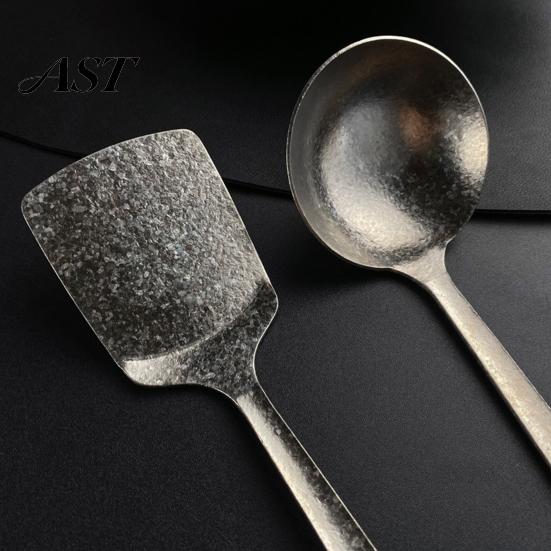 Kitchen Utensil for Wok Pure Titanium Frying Spatula/Leak Spatula/Soup Spoon, Non-stick Lightweight Heat Resistant Cooking Professional
