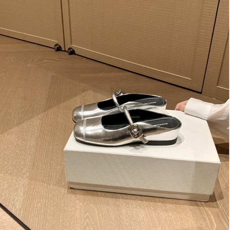 Half Drag Version~ 35mm Inner Height Increase Word with Mary Jane Sandals Women's Bag Head Half Slippers