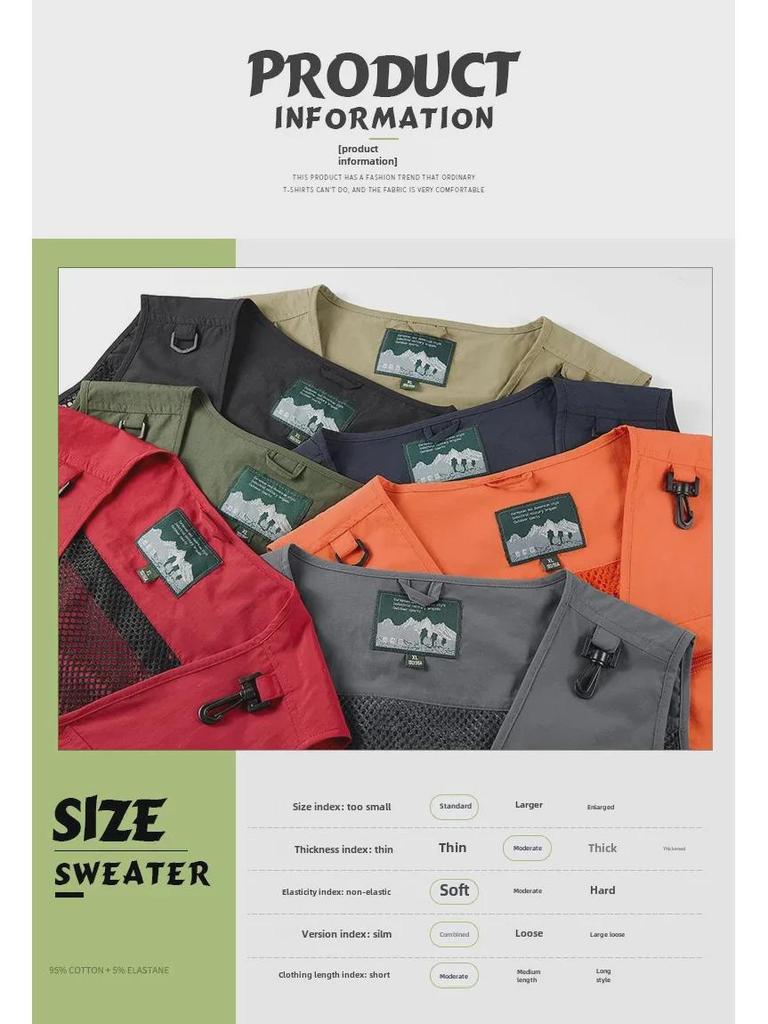 Мужской повседневный жилет с несколькими карманами для рыбалки и фотосъемки на весну и осень