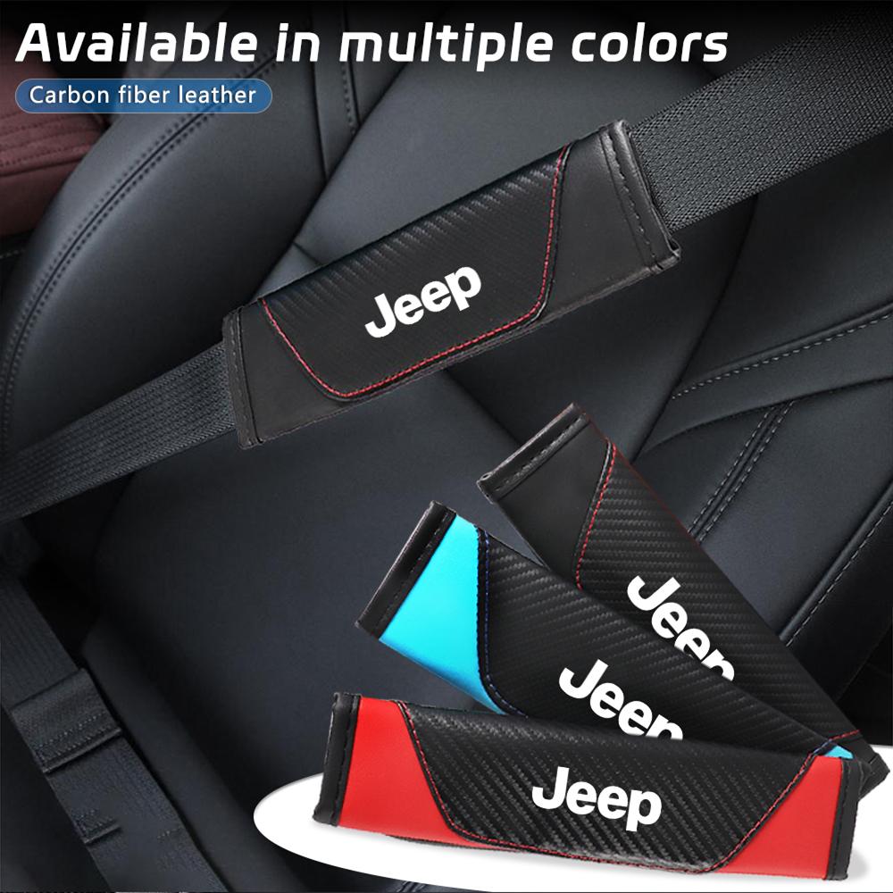 2pcs Car Seatbelt Cover Adjustable Safety Belt Shoulder Protector Pad For JEEP Grand Cherokee Wrangler Renegade JK Compass Valve LVCZN1