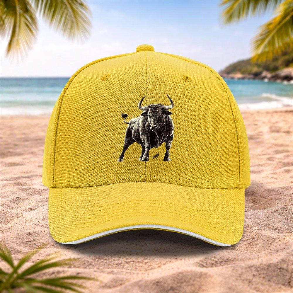 Bull Pattern Baseball Cap Lightweight Adjustable Unisex Cap for Running Fitness Outdoor Activities