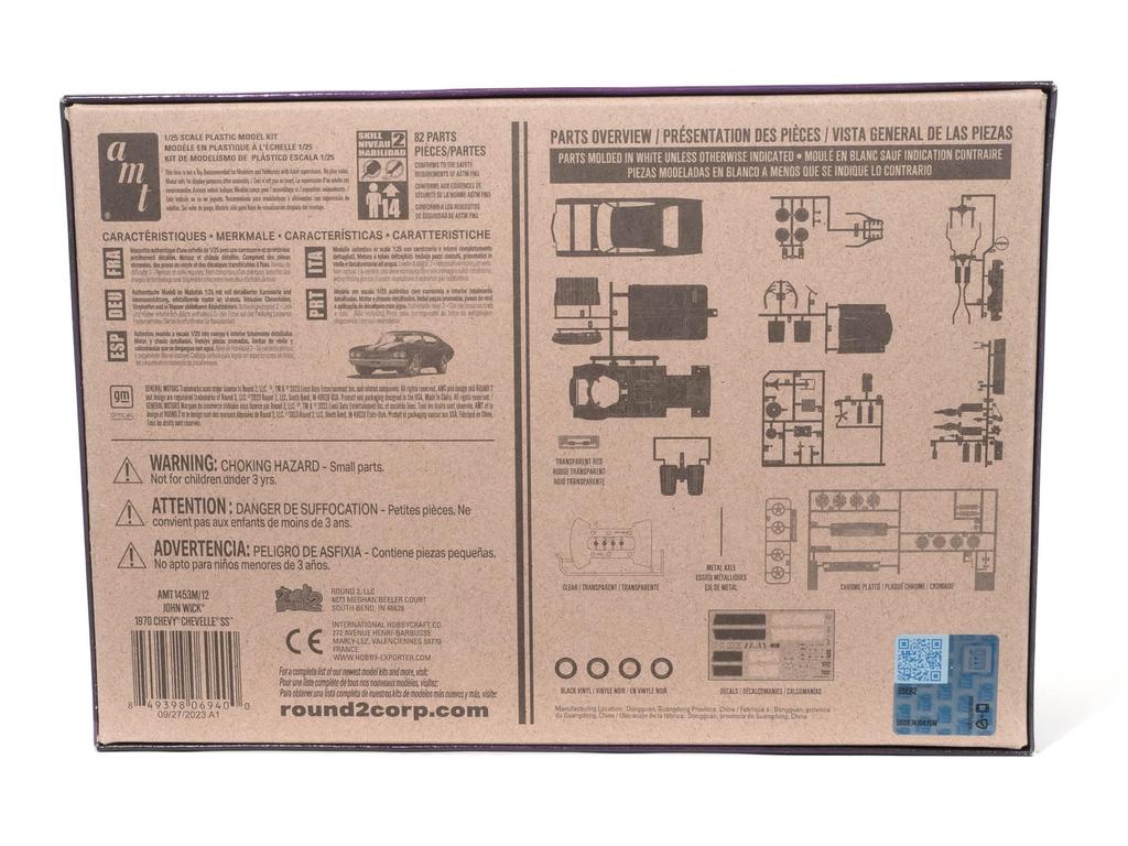 AMT Масштаб 1970 Chevy Chevelle SS Джон Уик Пластиковая Модель 1/25 (AMT1453)