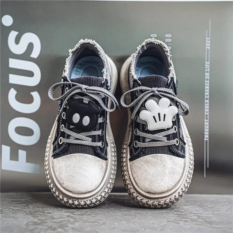 Мужские повседневные винтажные мужские парусиновые туфли 2024 года, новые классические и популярные мужские туфли для скейтбординга с толстой подошвой и большим протектором, размеры 39-44