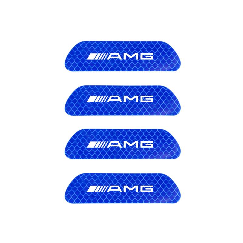 VFO1 4PCS Car Door Reflective Sticker Warning Reflector Sticker Decal Auto Styling For Mercedes benz AMG A B C E G CLA GLK CLASS W221