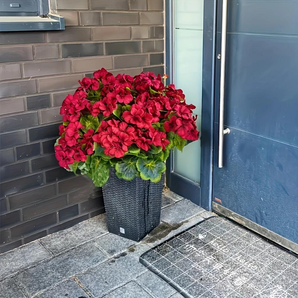 Искусственные цветочные кустарники, пластиковые красные цветочные цветы, пучки шелковых растений, используются для домашнего сада, свадеб, внутреннего и наружного декора