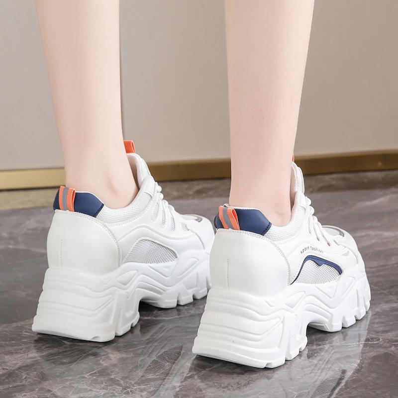 Fashion Chunky Platform Sneakers for Women 2024 Autumn Thick Bottom Vulcanize Shoes Woman Non Slip Mesh Breathable Sports Shoes Ladies