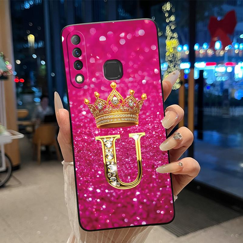 Красивый чехол-корона с буквами от А до Я для Infinix S4 Smart3 Plus X626 X267, черный, из мягкого силикона, противоударный