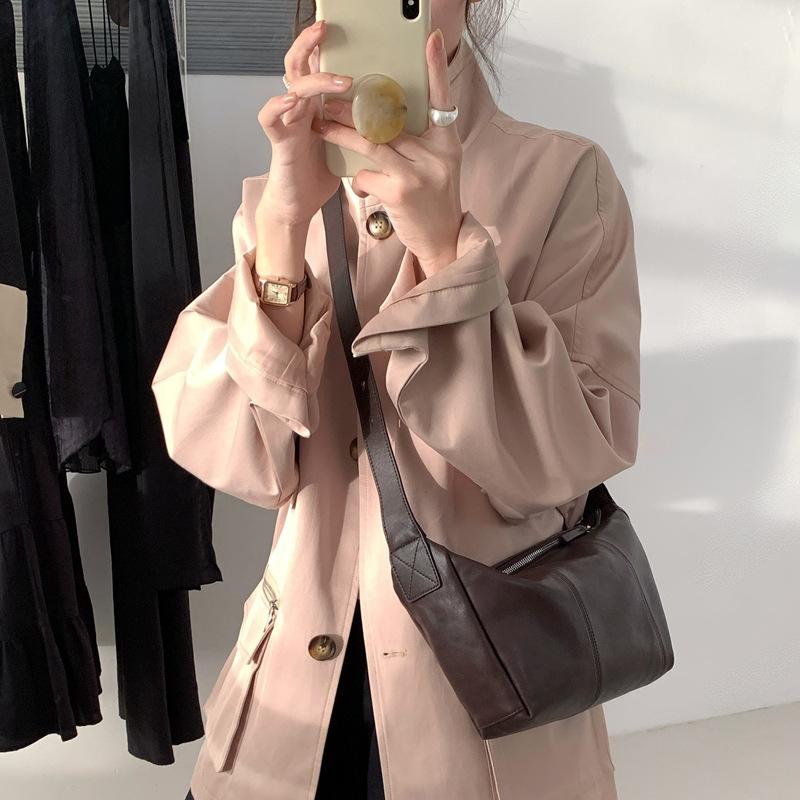 Croissant Soft Sheepskin Dumpling Bag Women's Minimalist Genuine Leather Women's Bag Niche Vintage Shoulder Crossbody Bag