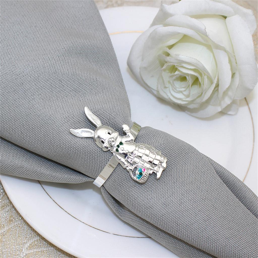 Set Of 6 Lovely Rabbit Napkin Rings Buckles Distinctive Easter Rabbit Napkin Rings For Stylish Table Decorations