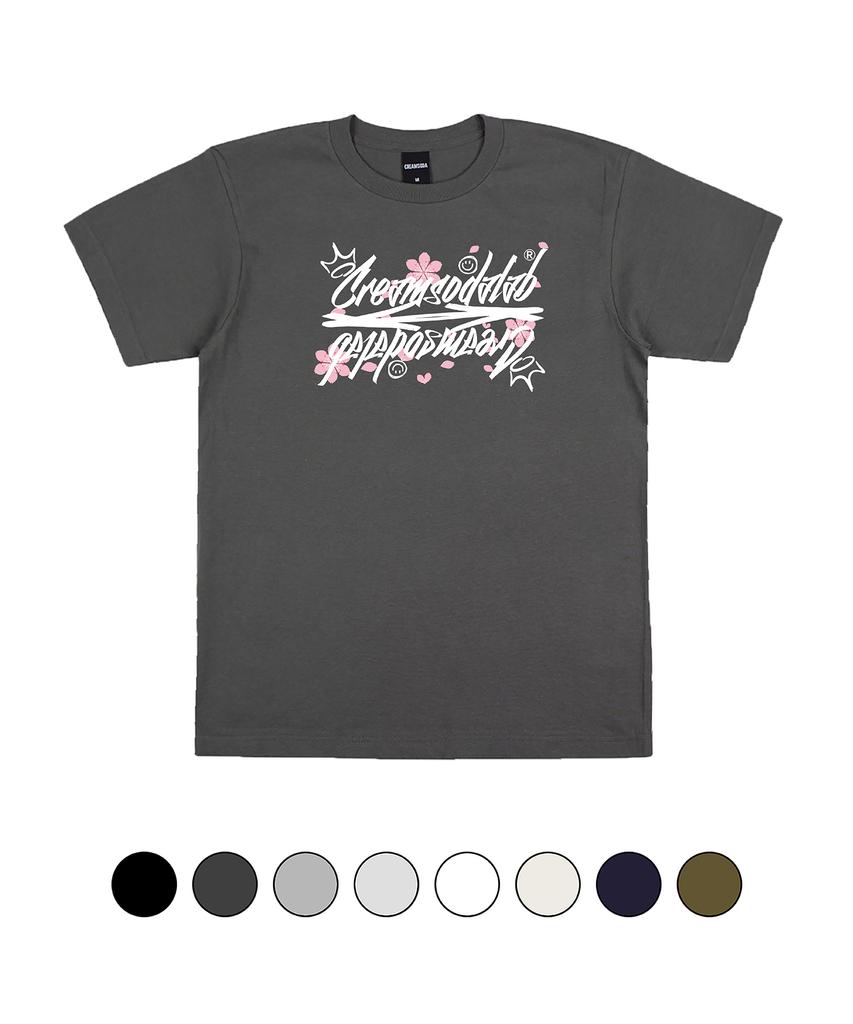 CREAM SODA LAB Crsdel Logo Happiness Spring Short Sleeve T-Shirt (Type A)