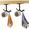 Double Hooks, Casual Ceiling Mount Hangers for Kitchen Cabinet, Wardrobe, Towel, Hat - Easy Install with Included Screws, Utility Hooks