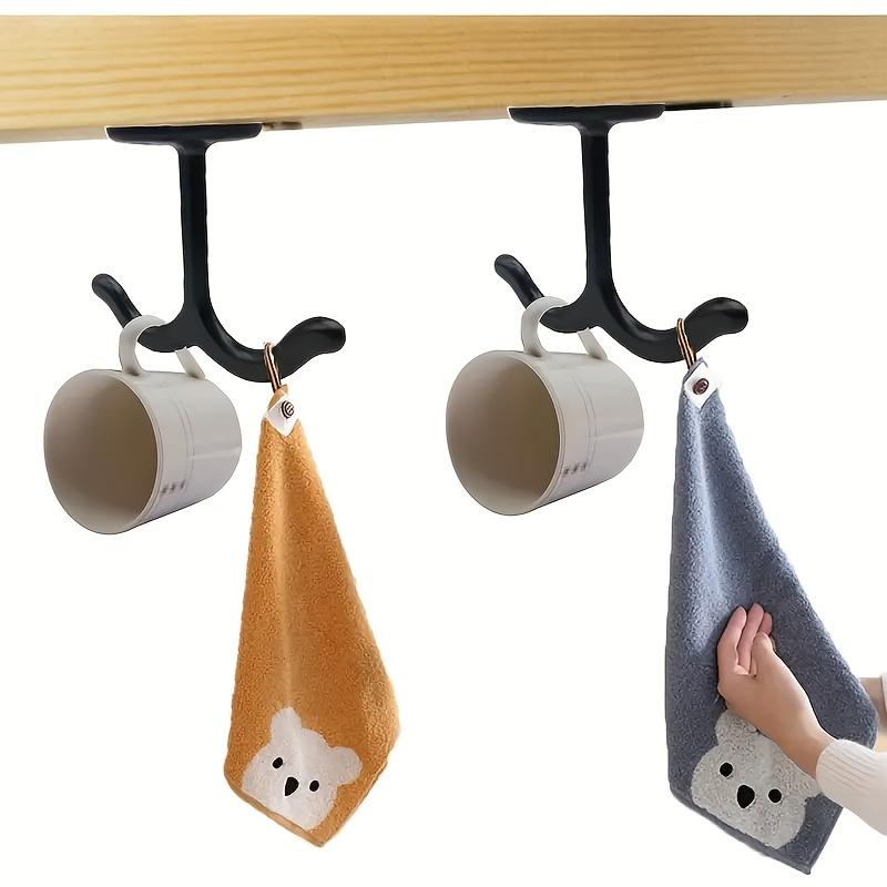 Double Hooks, Casual Ceiling Mount Hangers for Kitchen Cabinet, Wardrobe, Towel, Hat - Easy Install with Included Screws, Utility Hooks