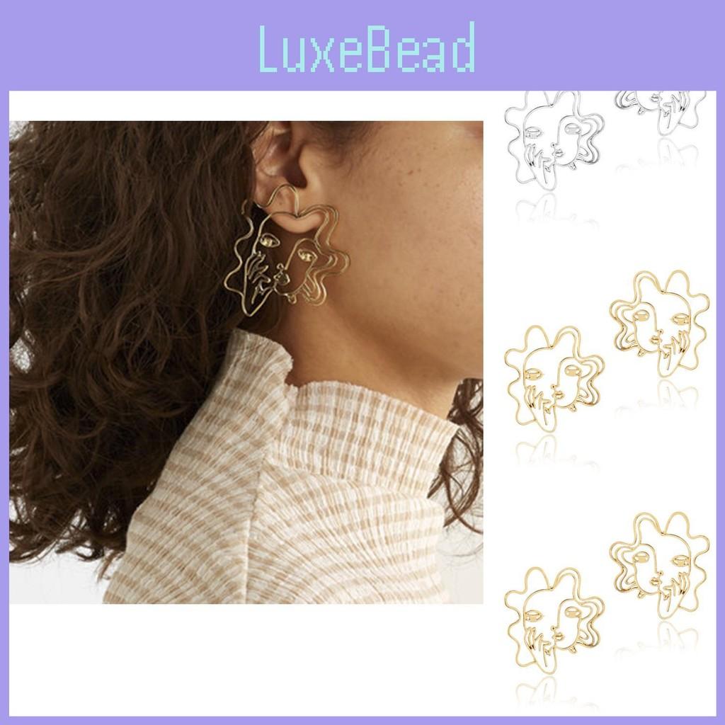Alloy Face Trendy Earrings Fashionable Geometric Design Street Style Jewelry