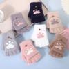Thicken Cat Paw Gloves Soft Warm Plush Mittens Cute Half Finger Gloves  Writing