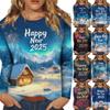Women's Casual Fashion Sexy Comfortable Christmas Printed Round Neck Long Sleeve Top