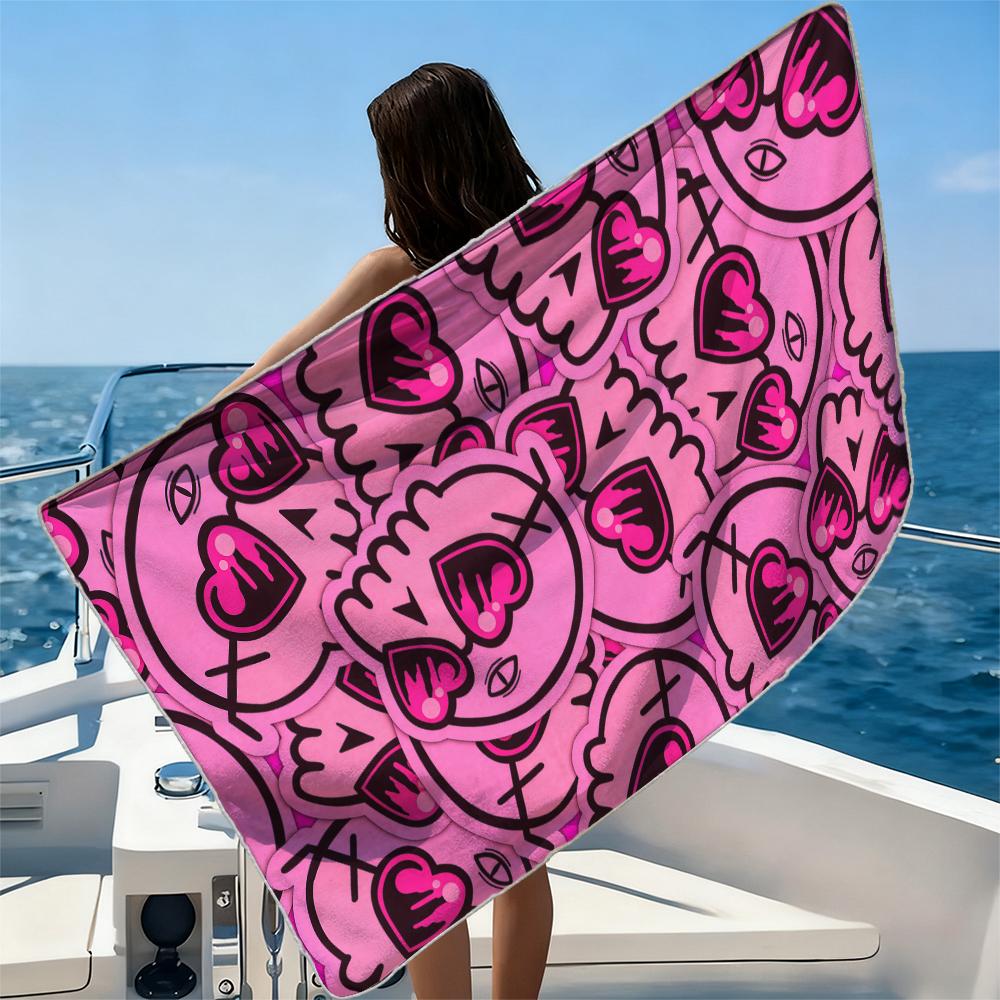 Pink PeonyBeach Towel Ultra-fine Fiber Quick Drying Absorbent Beach Swimming Vacationvacation Essentials Gifts