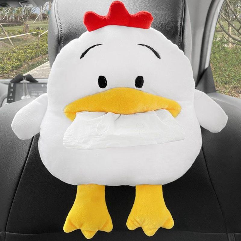 Мультяшный плюшевый автомобильный держатель для салфеток на подлокотник: Милый подвесной диспенсер для бумаги и украшение интерьера