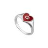 Gucci Кольцо серии Double G с переплетающимся двойным G, эмалированное сердце, унисекс, красное, серебристое 645544-J8410-8133